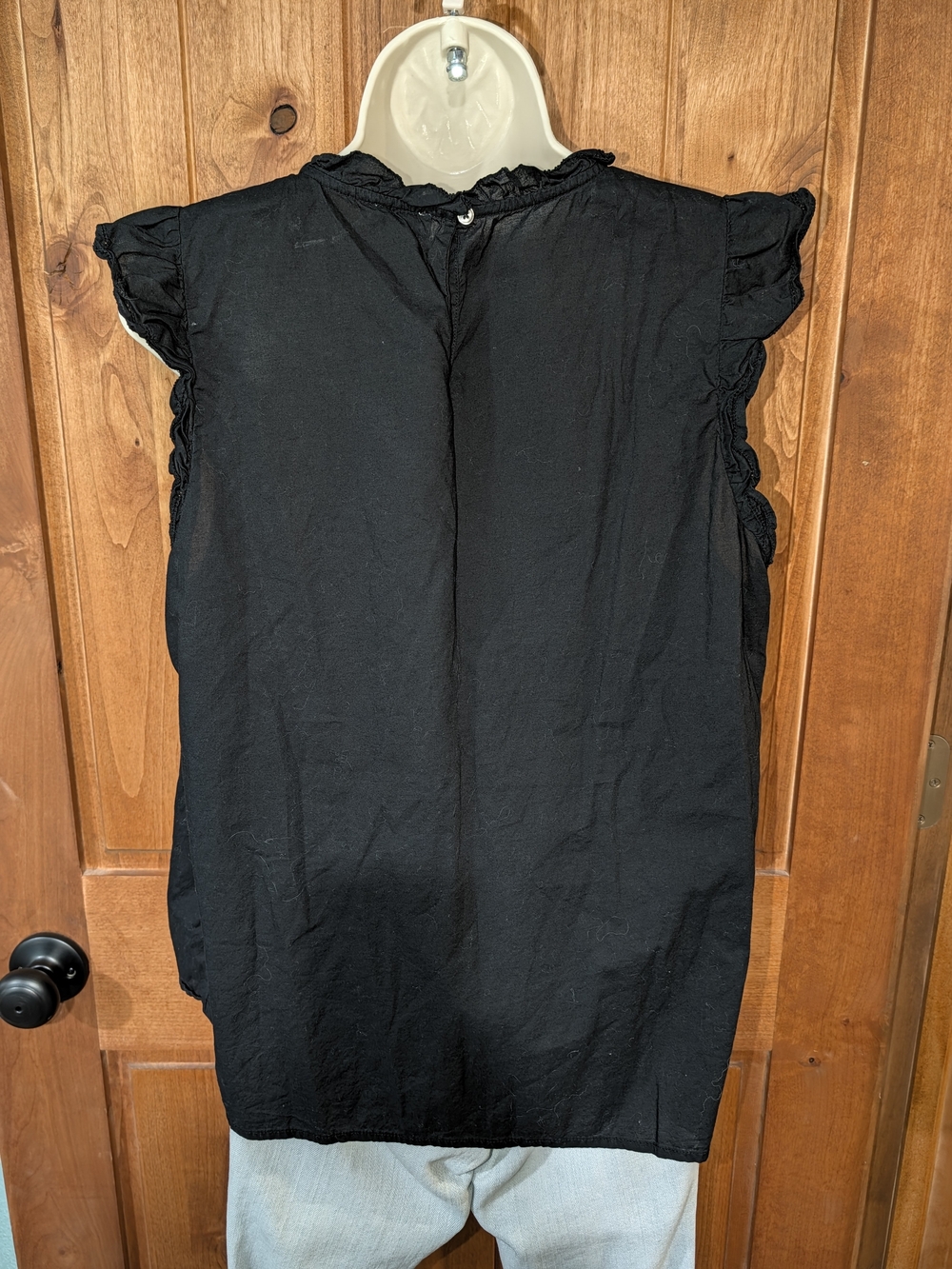 J. Crew Black Eyelet Ruffle Cap Sleeve Blouse - Picture 3 of 5